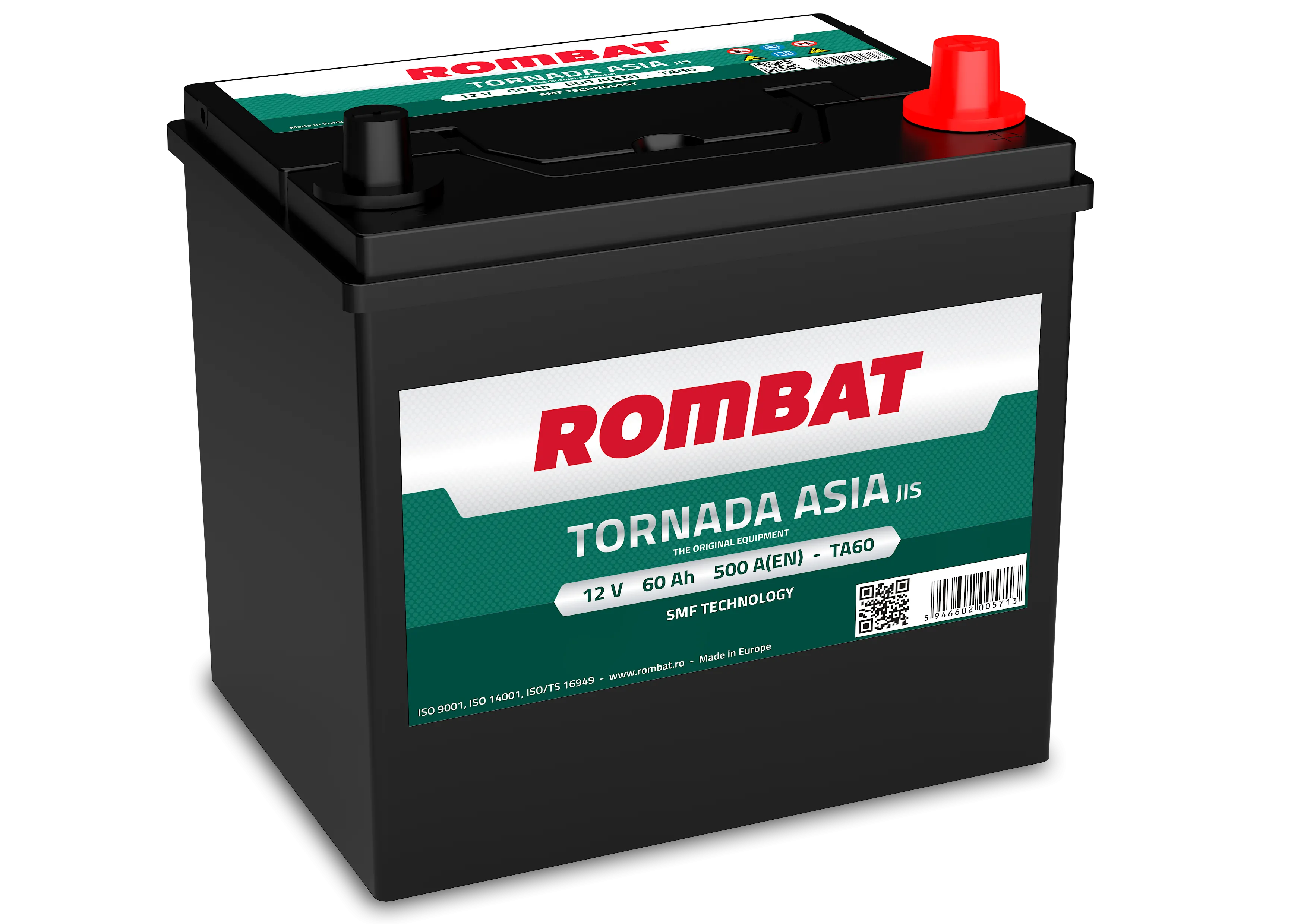 Rombat Tornada Asia TA60 60Ач 500А, ОП, стандартные клеммы