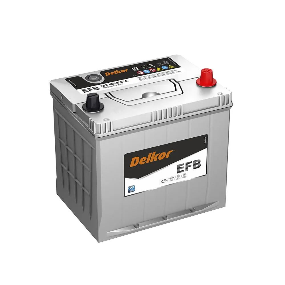 Delkor EFB 80B24L 55Ач 500А, ОП, тонкие клеммы
