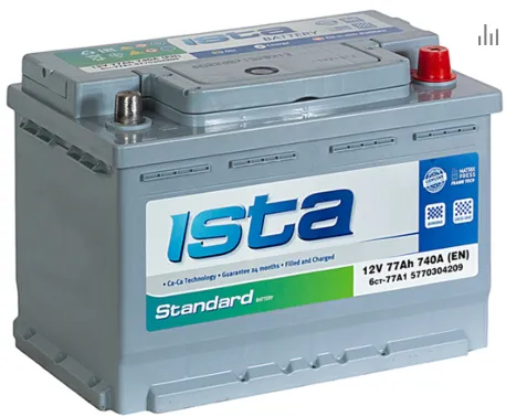 ISTA 77Ач 740А, ОП, стандартные клеммы