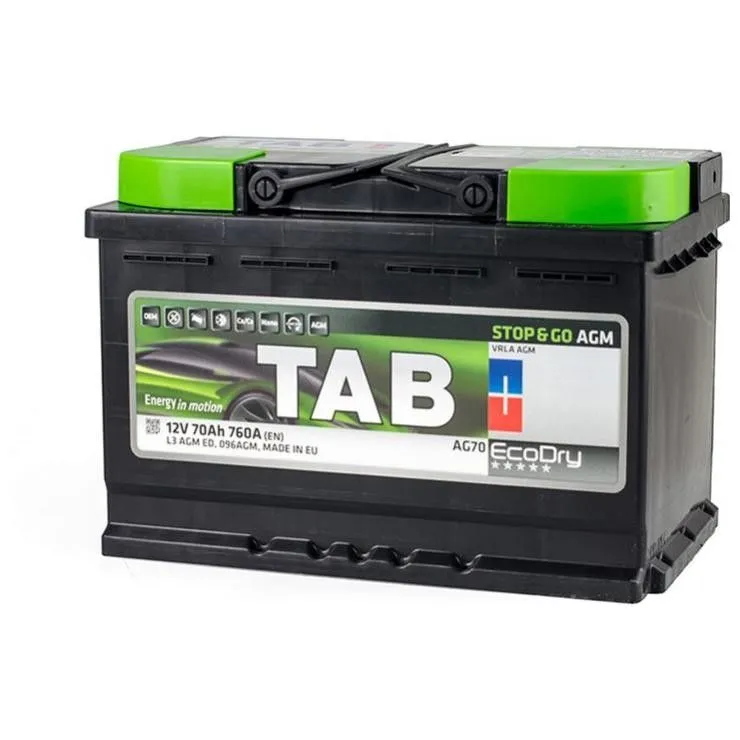 Tab AGM Stop&Go 70Ач 760А 213070, ОП, стандартные клеммы
