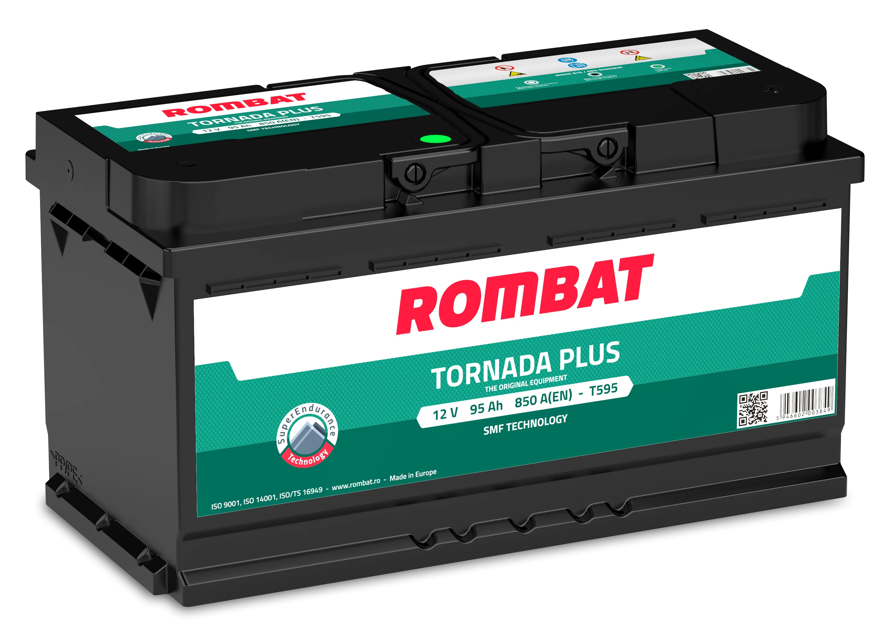 Rombat Tornada Plus T595 95Ач 850А, ОП, стандартные клеммы