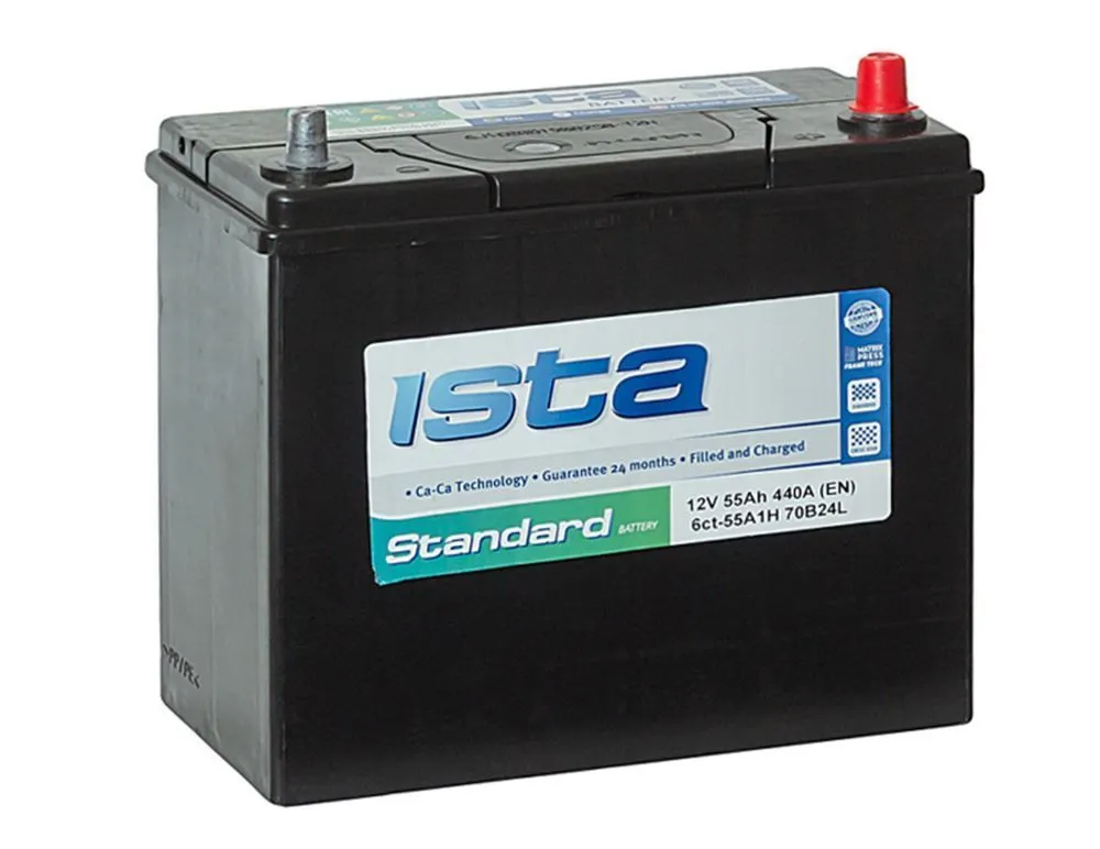 ISTA 70B24L 55Ач 440А, ОП, тонкие клеммы