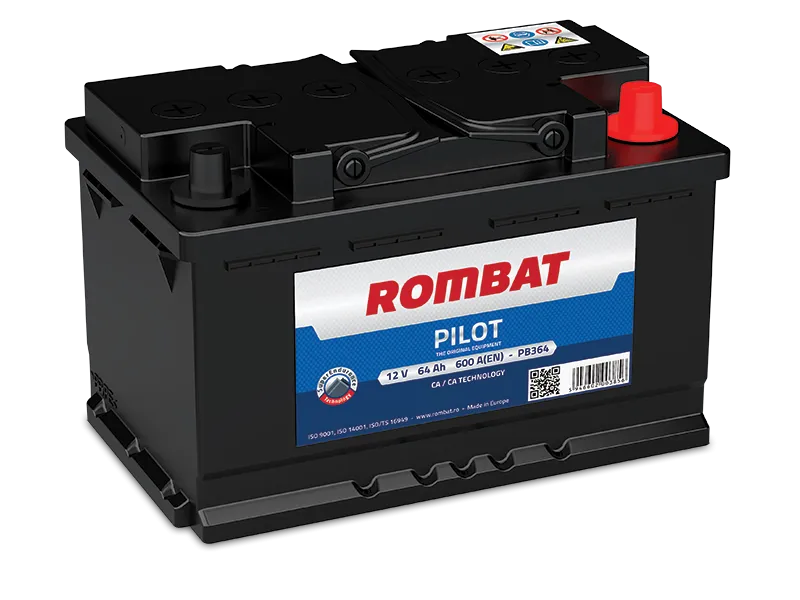 Rombat Pilot PB364 64Ач 600А, ОП, стандартные клеммы