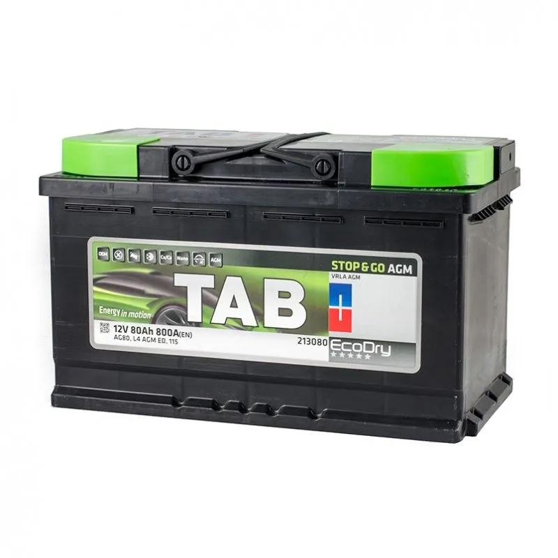 Tab AGM Stop&Go 80Ач 800А 2130808, ОП, стандартные клеммы