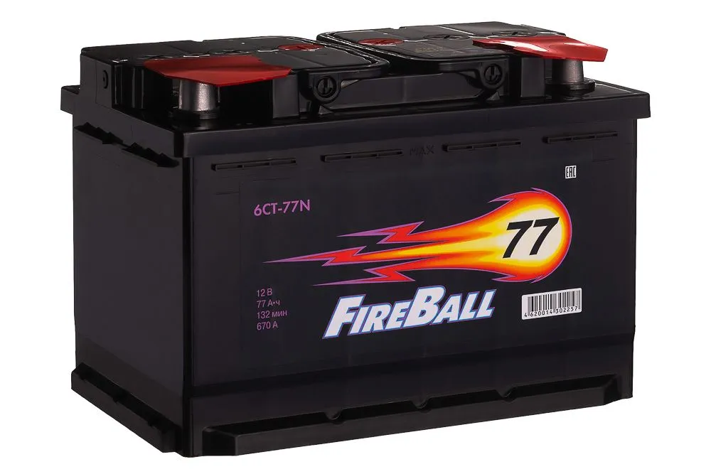 FIRE BALL 6СТ-77N 77Ач 670А, ПП, стандартные клеммы
