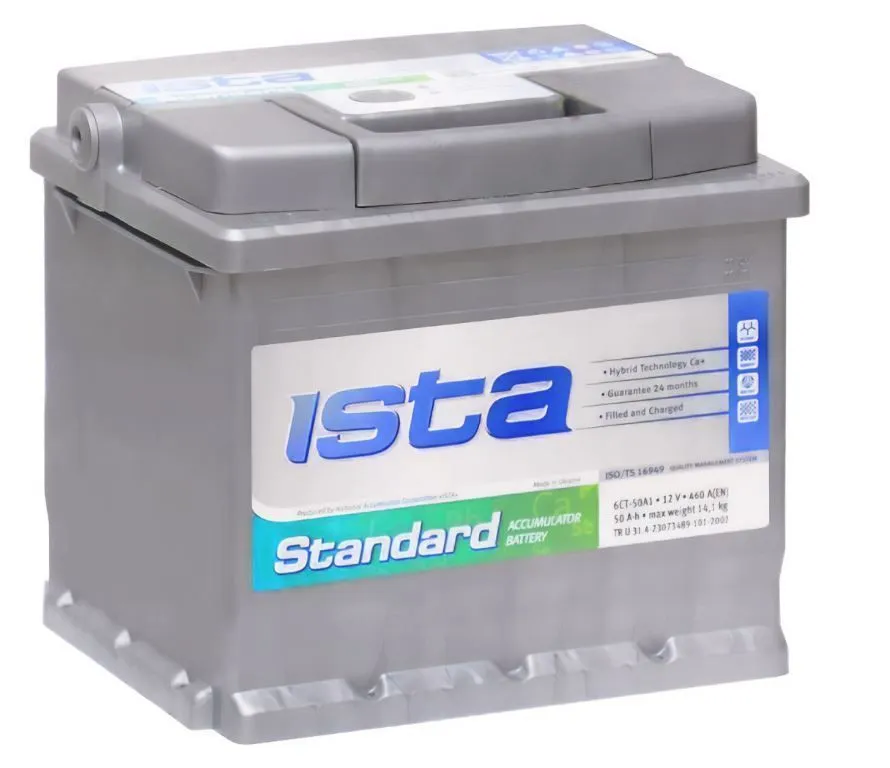 ISTA 50Ач 460А, ОП, стандартные клеммы