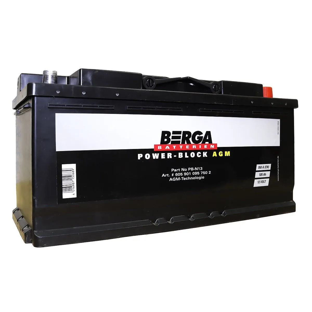 Berga PB-N13 AGM Power Block 105Ач 950А 605 901 095, ОП, стандартные клеммы