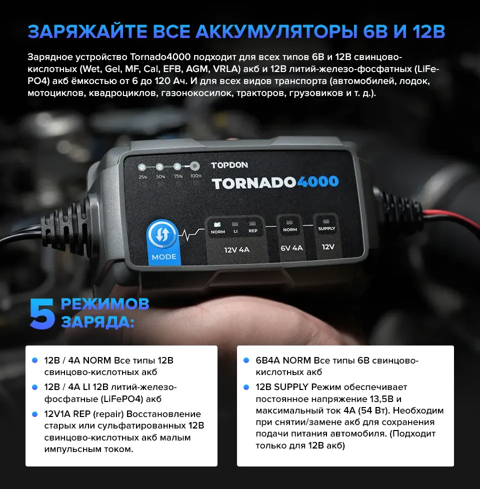 Зарядное устройство TOPDON Tornado 4000 (4A)