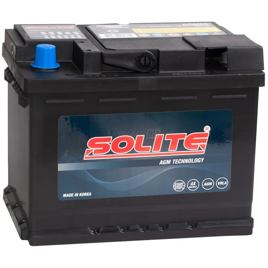 Solite 60 AGM 60Ач 640А, ОП, стандартные клеммы