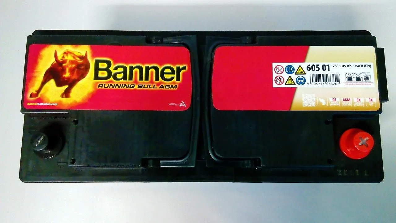 BANNER RUNNING BULL AGM 105Ач 950А, обратная полярность, стандартные клеммы