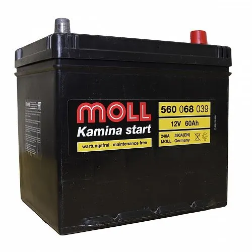Moll Kamina Start Asia 60R (560 068 039) 60Ач 390А, ОП, стандартные клеммы