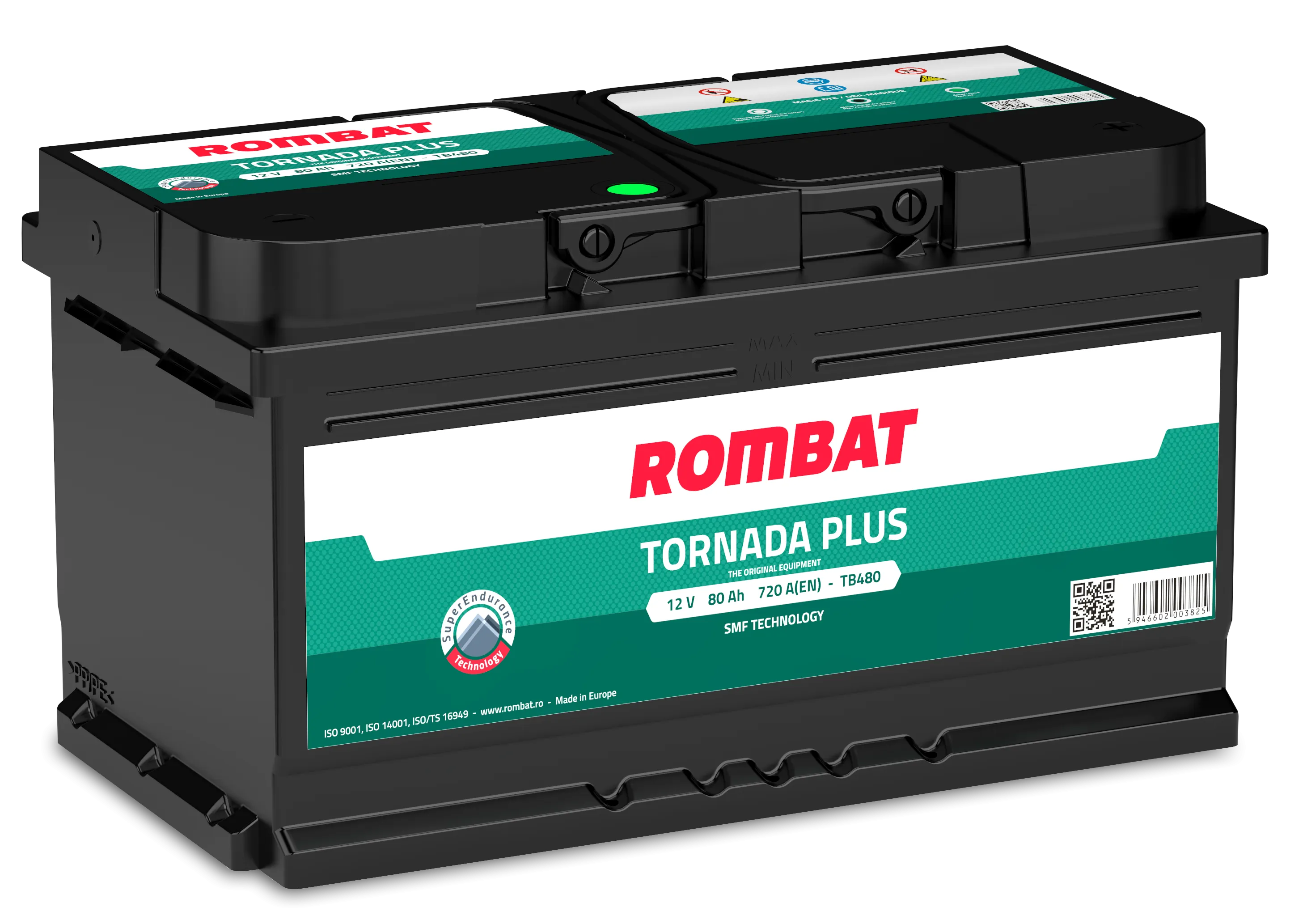 Rombat Tornada Plus TB480 80Ач 720А, ОП, стандартные клеммы