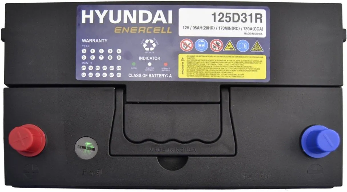 HYUNDAI 125D31R 95Ач 780А, прямая полярность, стандартные клеммы
