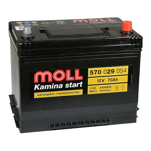 Moll Kamina Start Asia 70R 540A (570 029 054) 70Ач 540А, ОП, стандартные клеммы