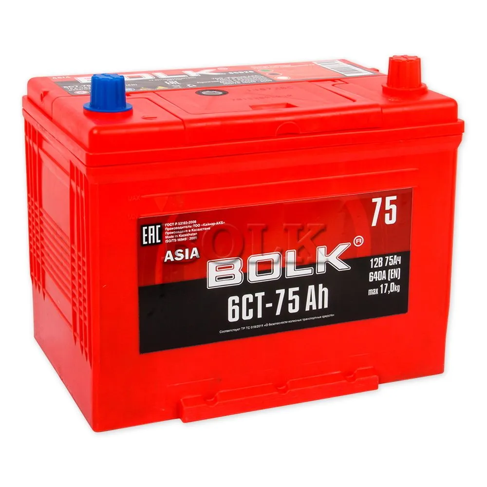 Bolk Asia 75Ач 640А, ОП, стандартные клеммы