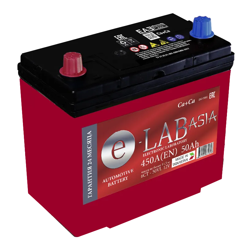 E-LAB Asia 50B24R 50Ач 450А, ПП, стандартные клеммы