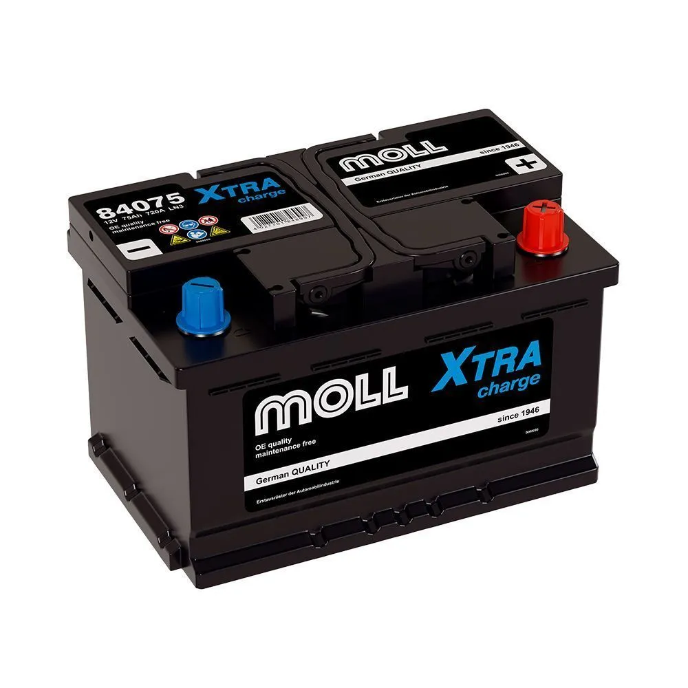 MOLL X-TRA charge 75Ач 720А (84075), ОП, стандартные клеммы