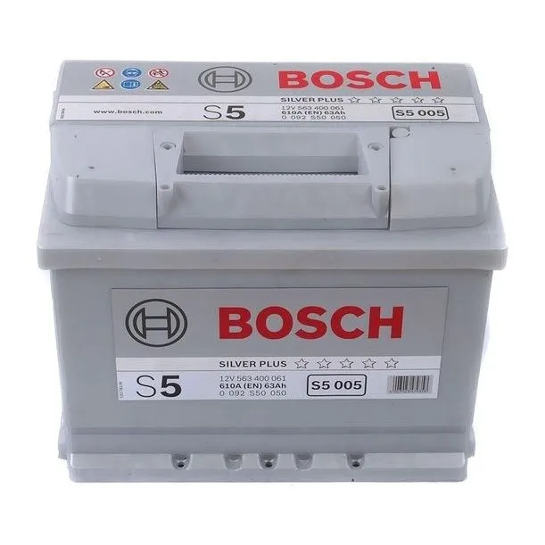 Bosch Silver Plus S5 005 63Ач 610А 0 092 S50 050, ОП, стандартные клеммы