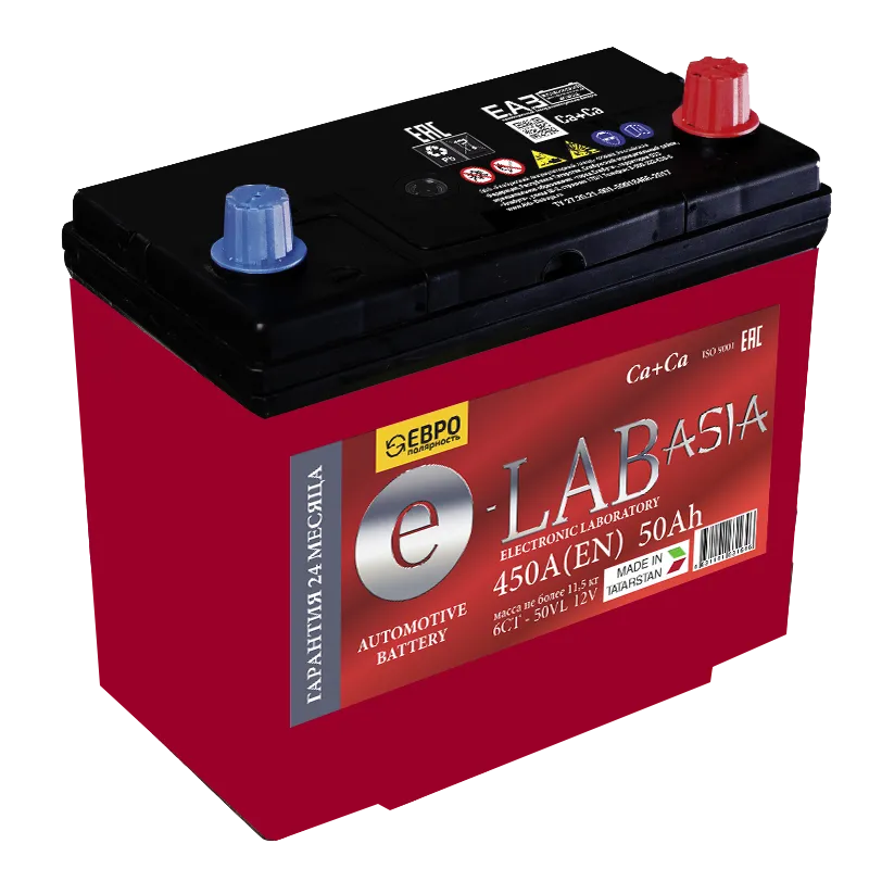 E-LAB Asia 50B24L 50Ач 450А, ОП, стандартные клеммы