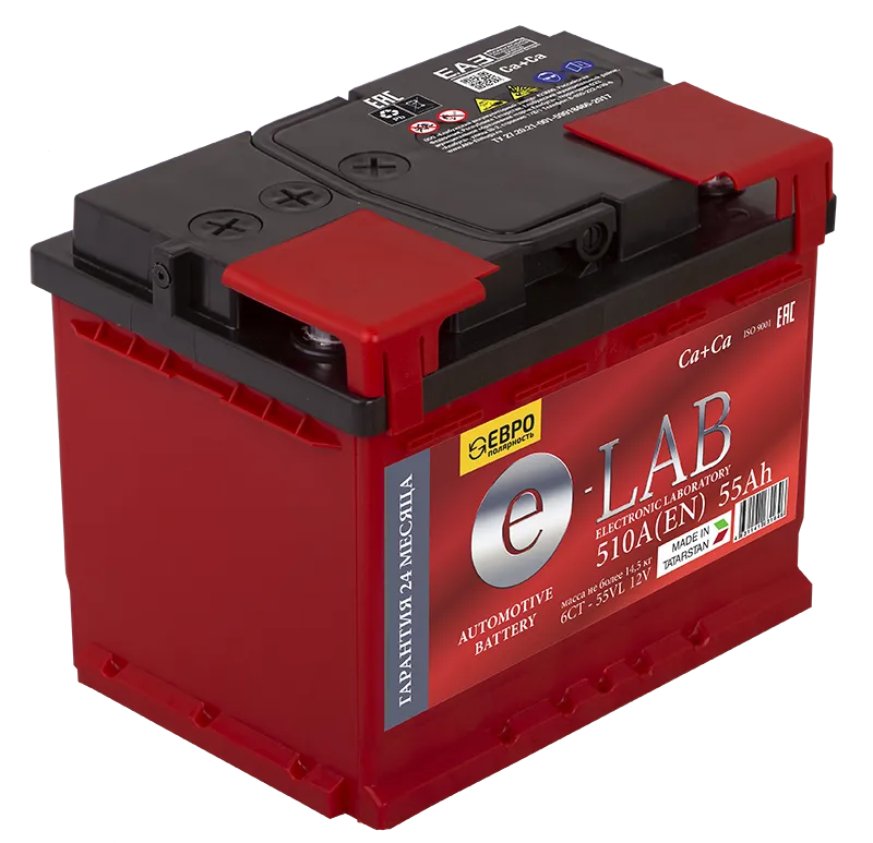 E-LAB 55Ач 510А, ОП, стандартные клеммы