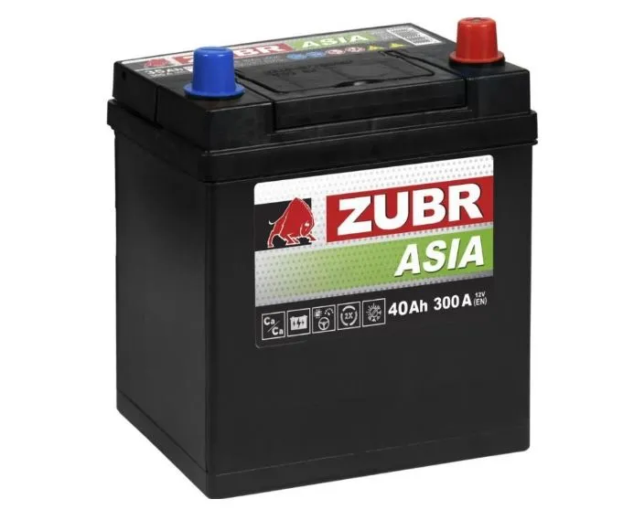 Zubr Asia 40Ач 300А, ОП, тонкие клеммы