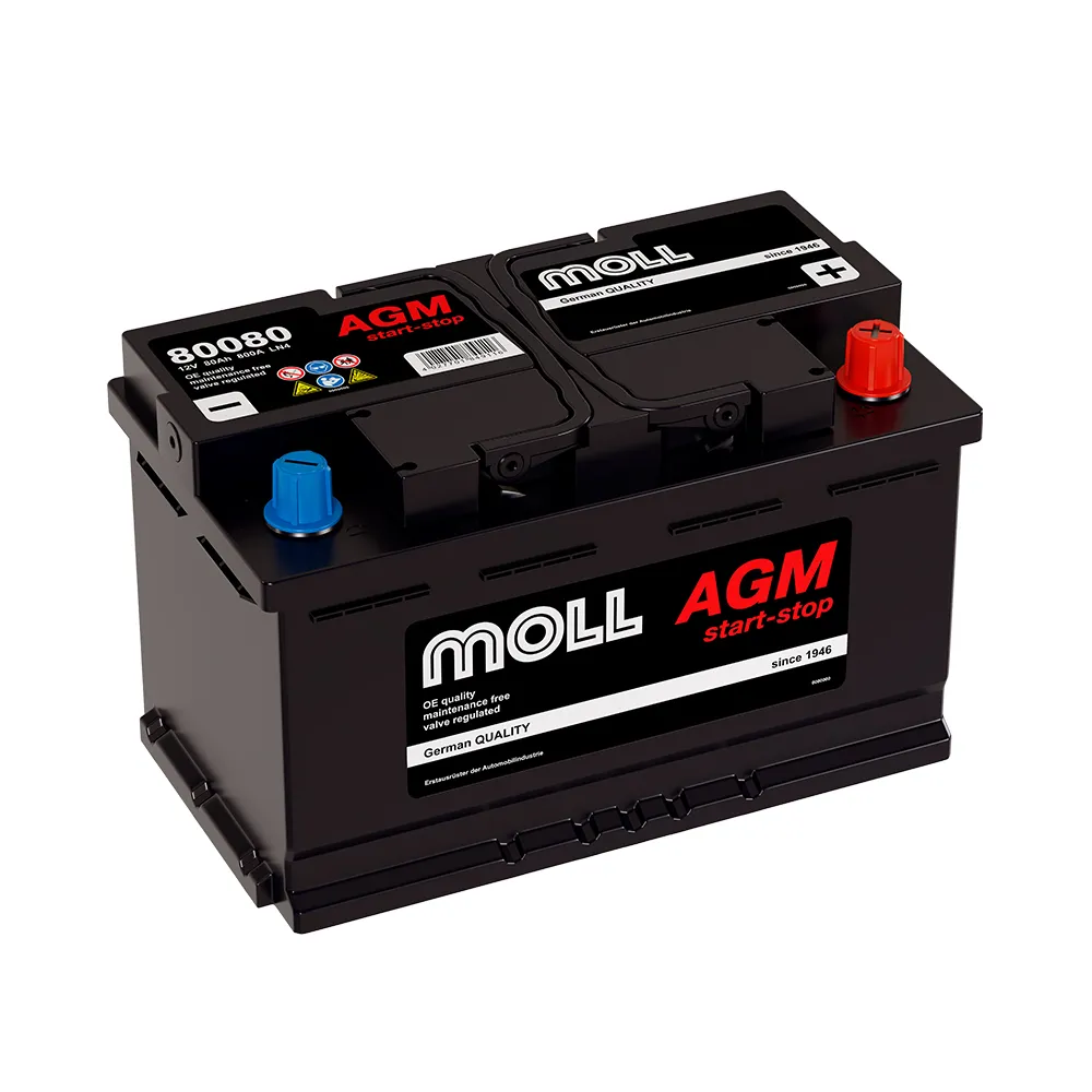 MOLL AGM 80Ач 800А (80080), ОП, стандартные клеммы