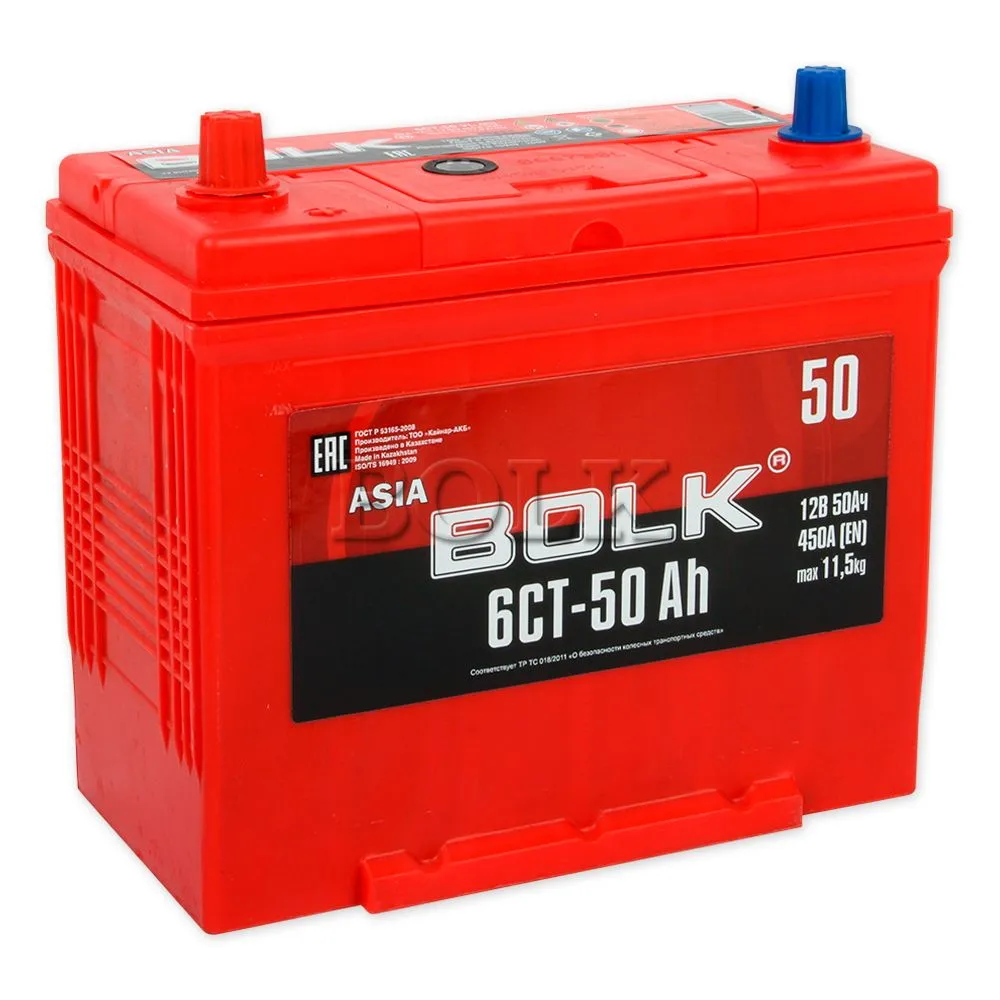 Bolk Asia 50Ач 540А, ПП, тонкие клеммы