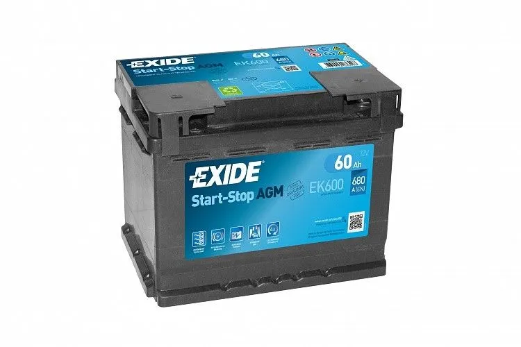 Exide EK600 Start-Stop AGM 60Ач 680А, ОП, стандартные клеммы