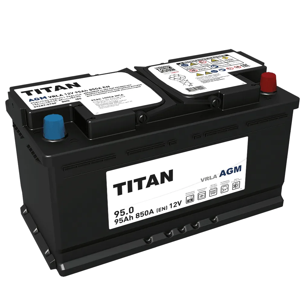 TITAN AGM 95Ач 850А, ОП, стандартные клеммы