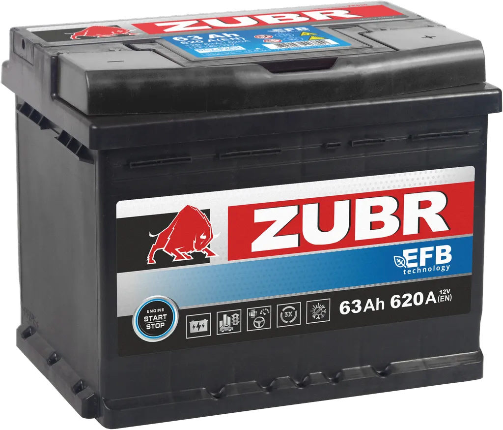 ZUBR EFB 63Ач 620А, ОП, стандартные клеммы