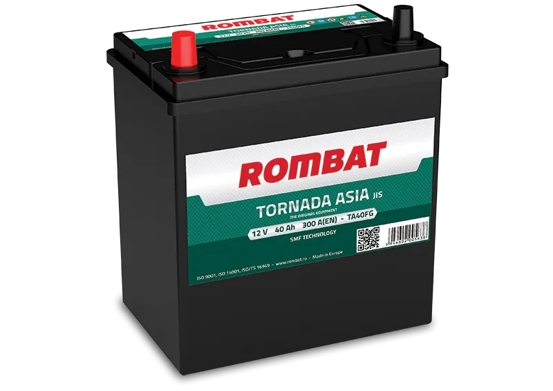 Rombat Tornada Asia TA40FG 40Ач 300А, ПП, тонкие клеммы
