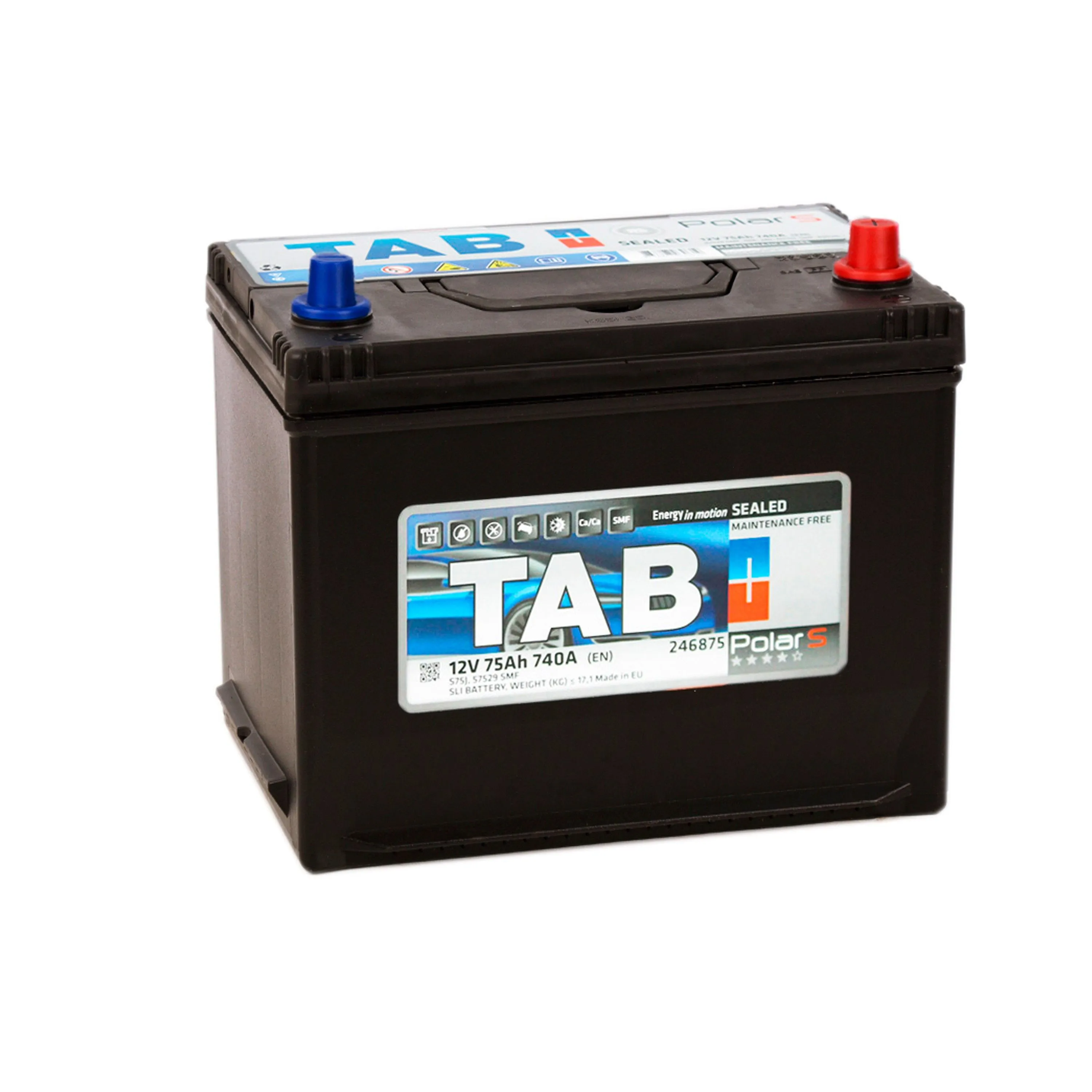 Tab Polar Asia 75А 740А 246875 57529 SMF, ОП, стандартные клеммы