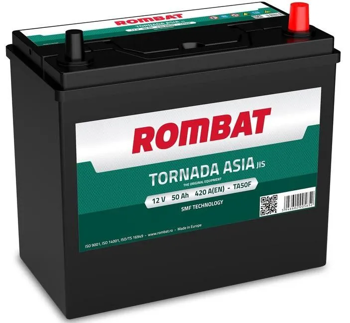 Rombat Tornada Asia TA50F 50Ач 420А, ОП, тонкие клеммы