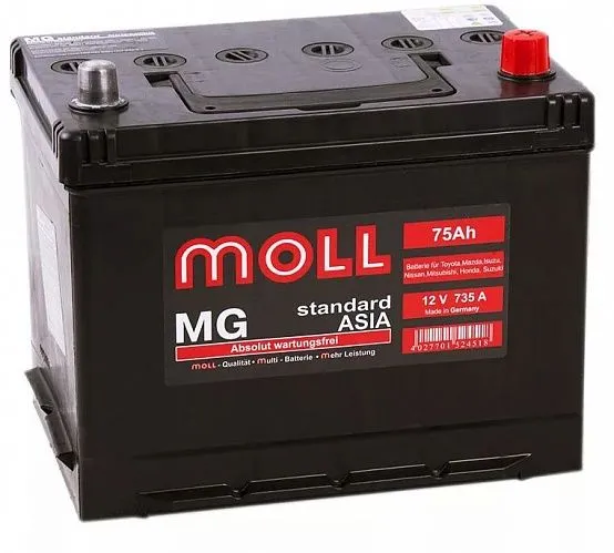Moll MG Asia 75Ah JR 75Ач 735А, ОП, стандартные клеммы