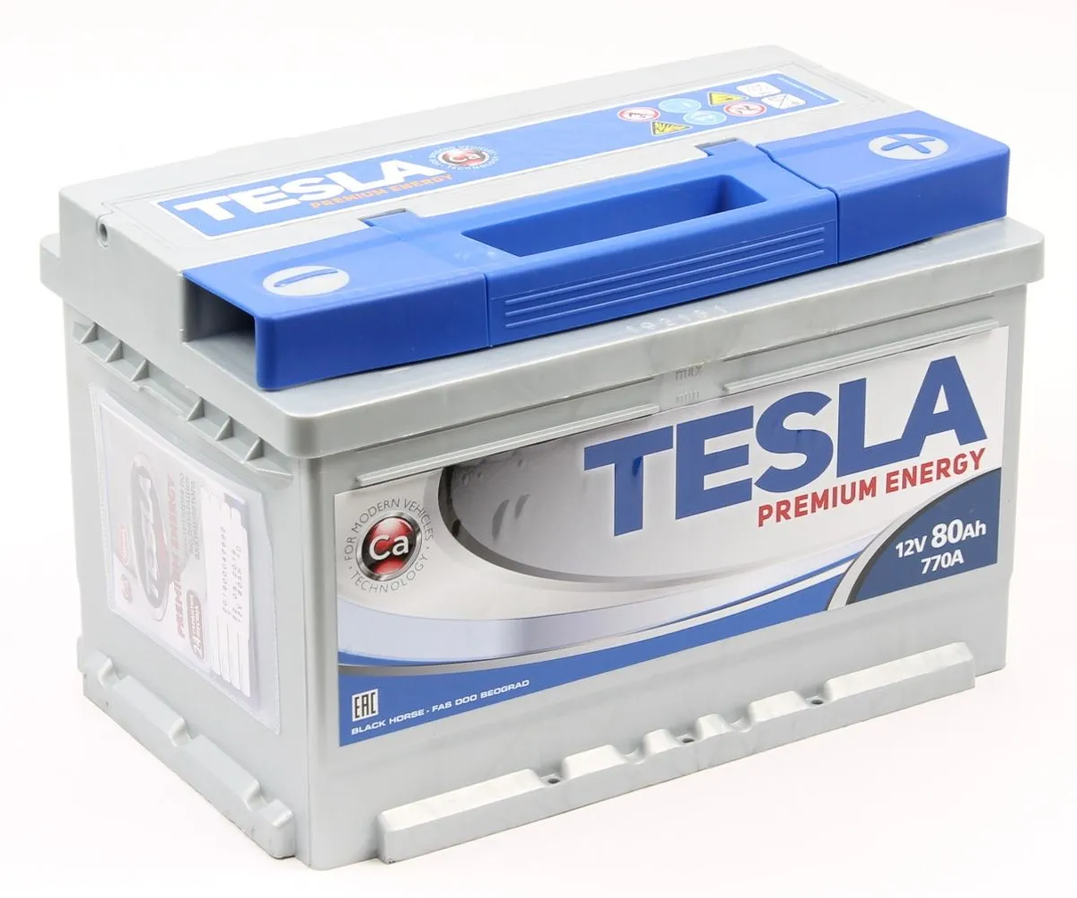 Tesla Premium Energy 6СТ-80.0 низкий 80Ач 770А, ОП, стандартные клеммы