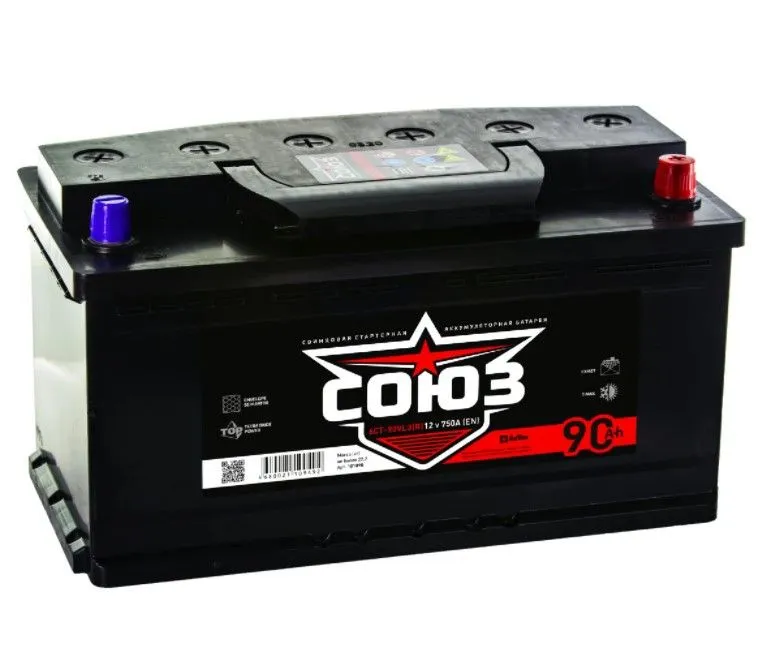 Союз 90Ач 750А, ОП, стандартные клеммы