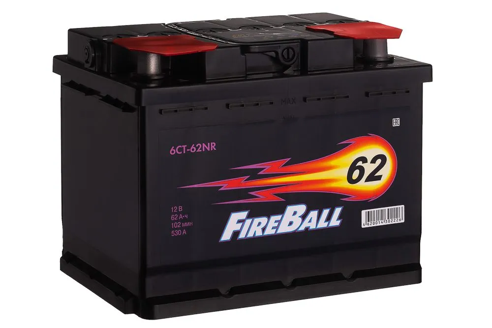 FIRE BALL 6СТ-62NR 62Ач 530А, ОП, стандартные клеммы