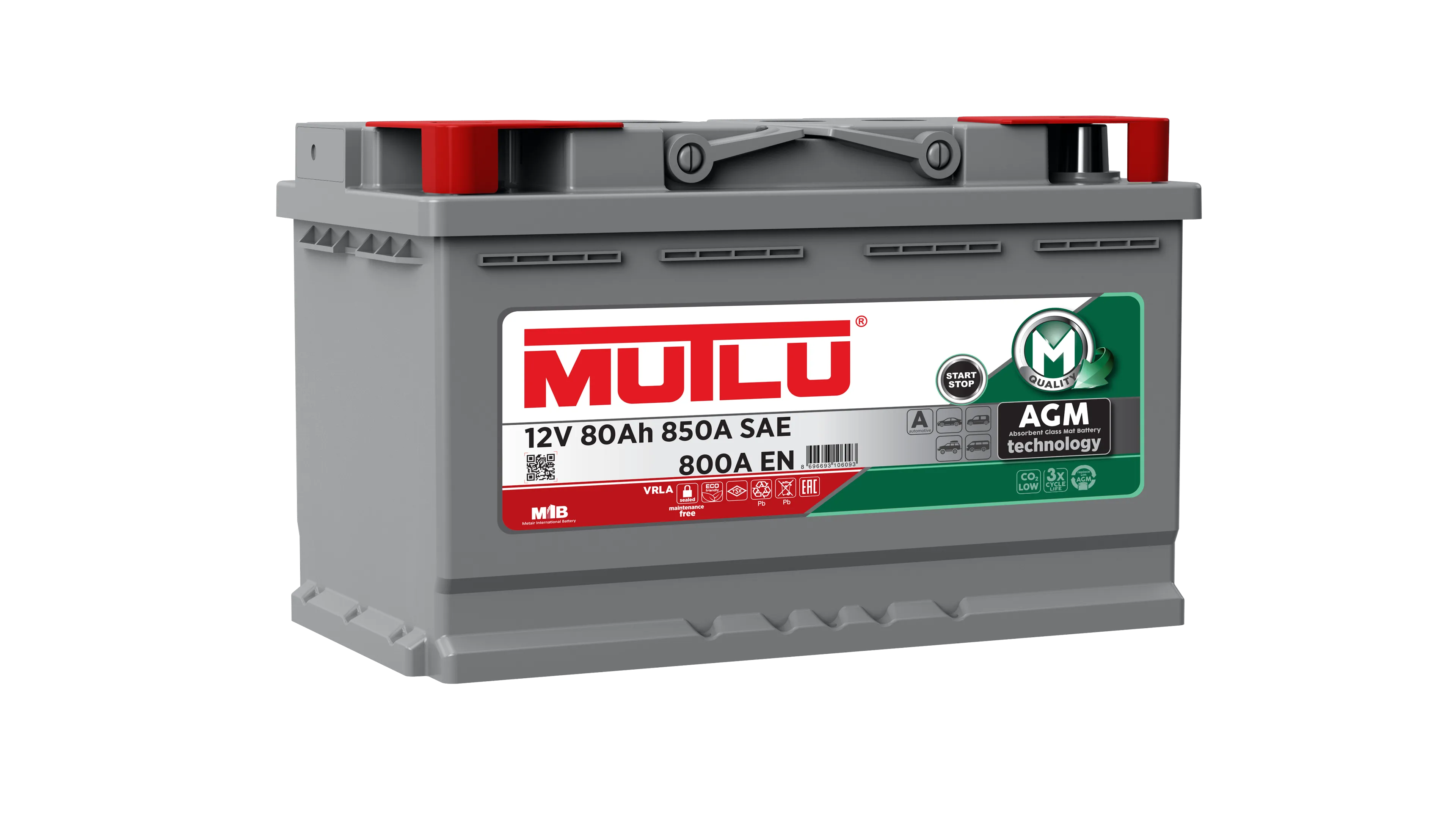 MUTLU AGM 80Ач 800A  L4.80.080.A, ОП, стандартные клеммы