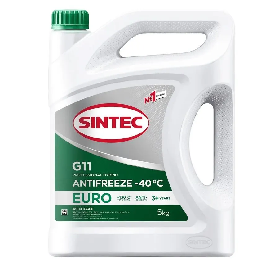 Антифриз Sintec EURO G11 готовый -40 зеленый 5 кг 990554