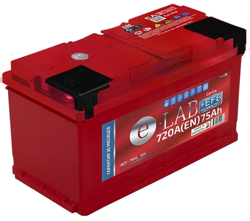 E-LAB EFB 75Ач 720А, ПП, стандартные клеммы