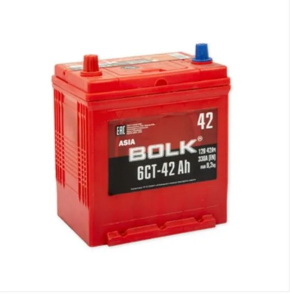 Bolk Asia 42Ач 330А, ПП, тонкие клеммы