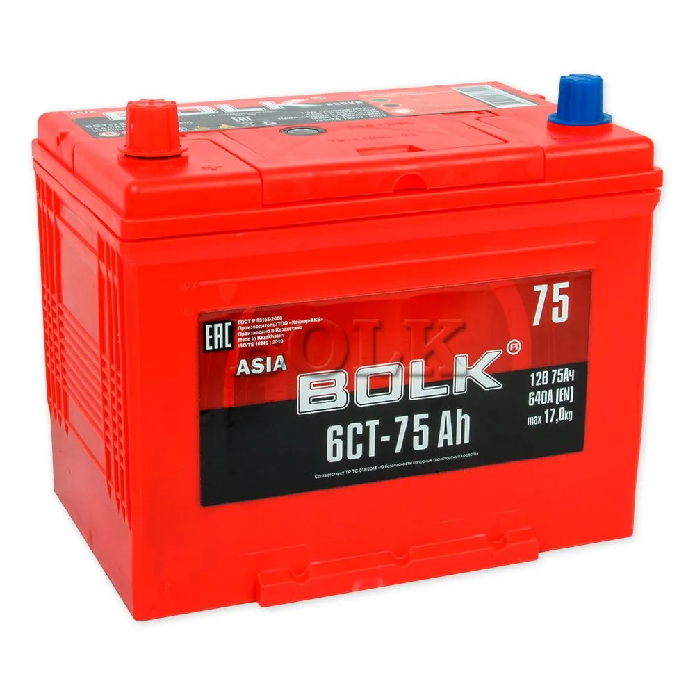 Bolk Asia 75Ач 640А, ПП, стандартные клеммы