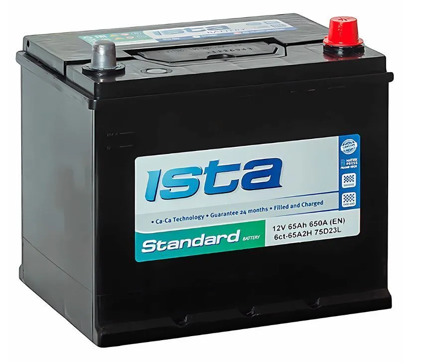 ISTA  Asia 75D23L 65Ач 650А, ОП, стандартные клеммы