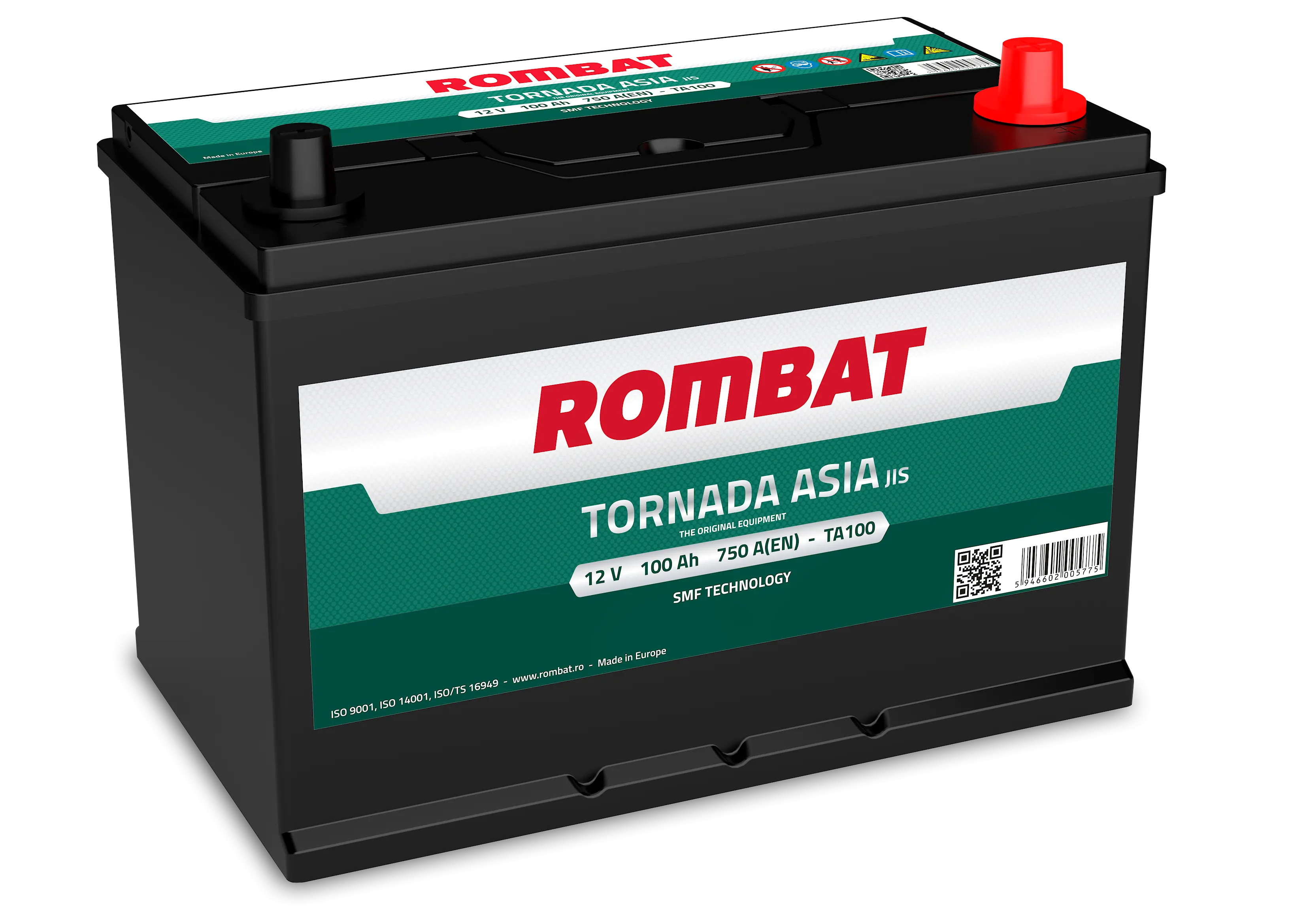 Rombat Tornada Asia TA100 100Ач 750А, ОП, стандартные клеммы