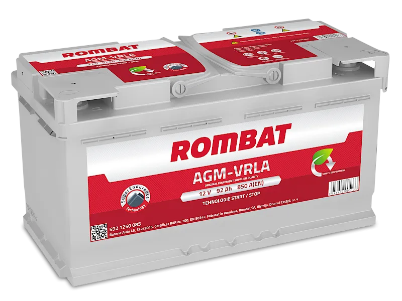 Rombat AGM Start-Stop 92Ач 850А, ОП, стандартные клеммы