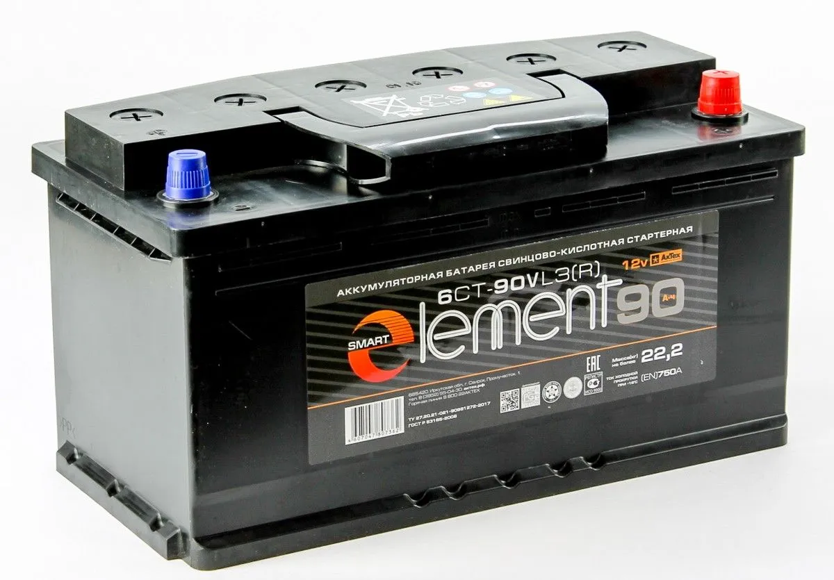 Smart Element 90Ач 750А, ОП, стандартные клеммы