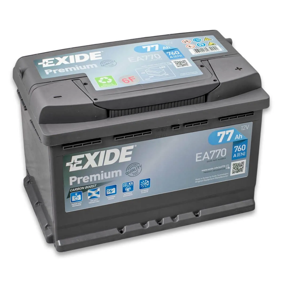 Exide EA770 77Ач 760А, ОП, стандартные клеммы