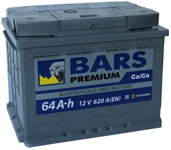 BARS Premium 64Ач 620А, ПП, стандартные клеммы