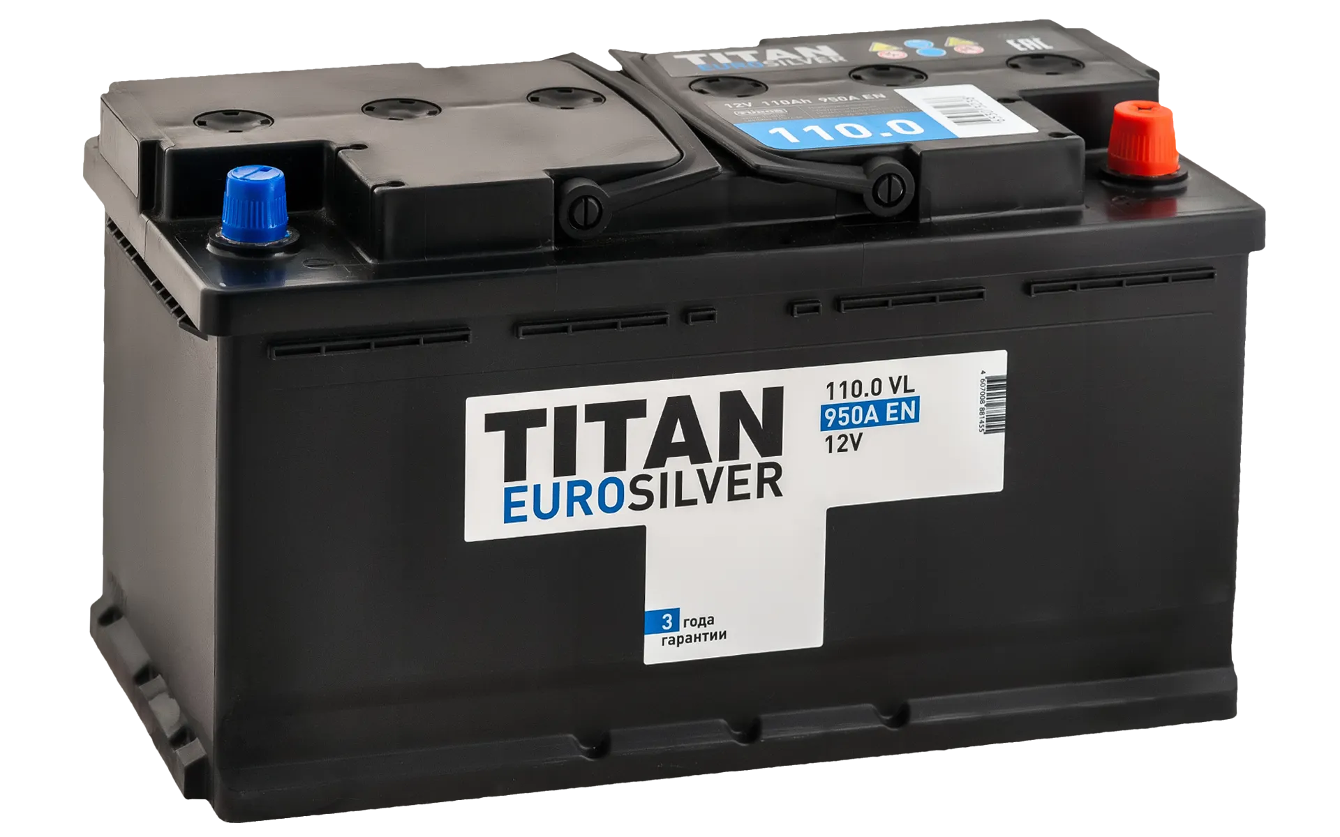 TITAN Euro 110R+ 110Ач 950А, ОП, стандартные клеммы