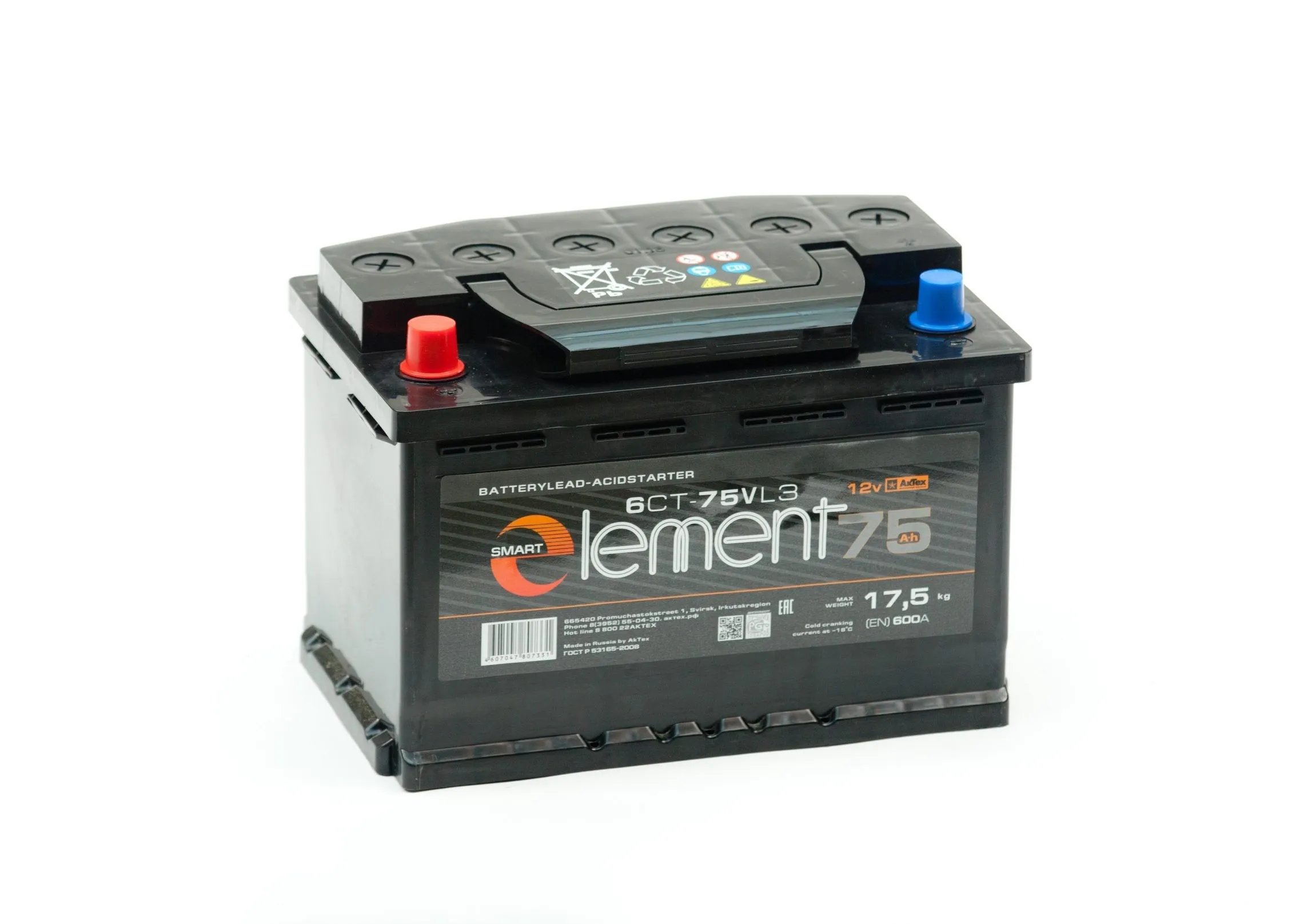Smart Element 75Ач 620А, ПП, стандартные клеммы